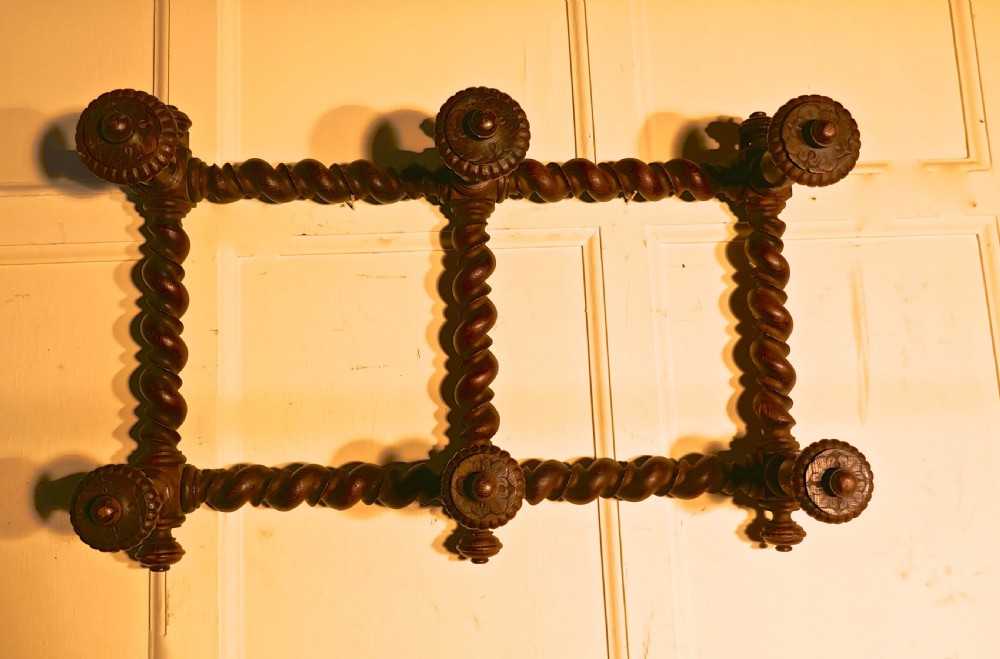 French Barley Twist Gothic Carved Oak Hat and Coat Rack View VI