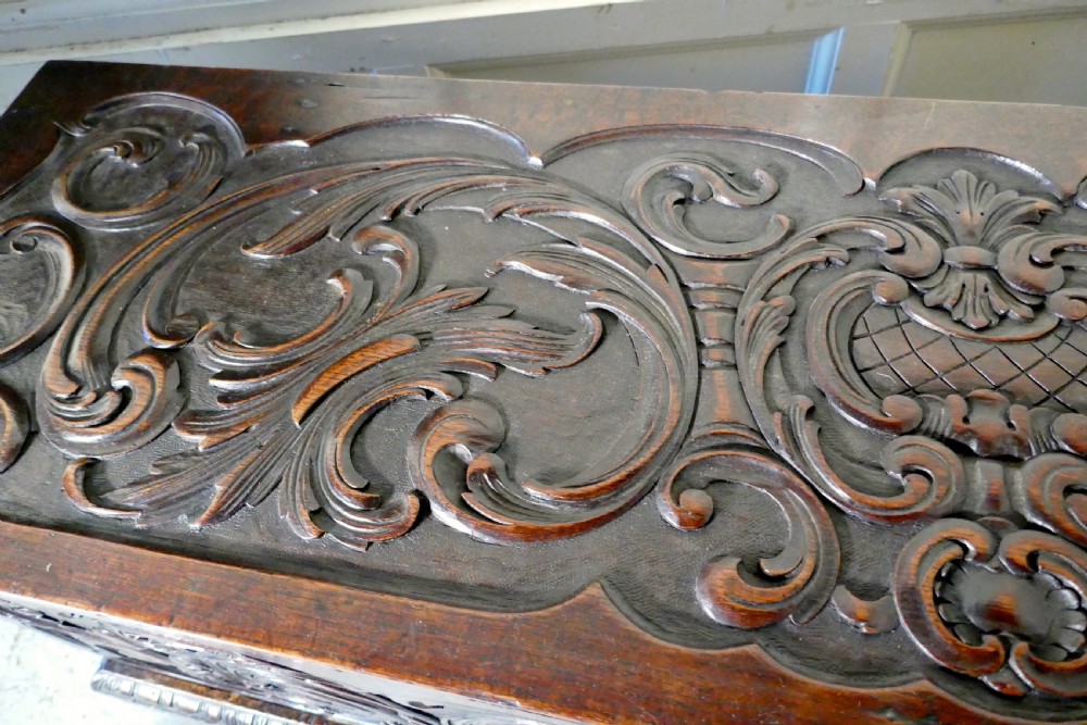 17th Century Carved Oak Sword Chest on Stand View III