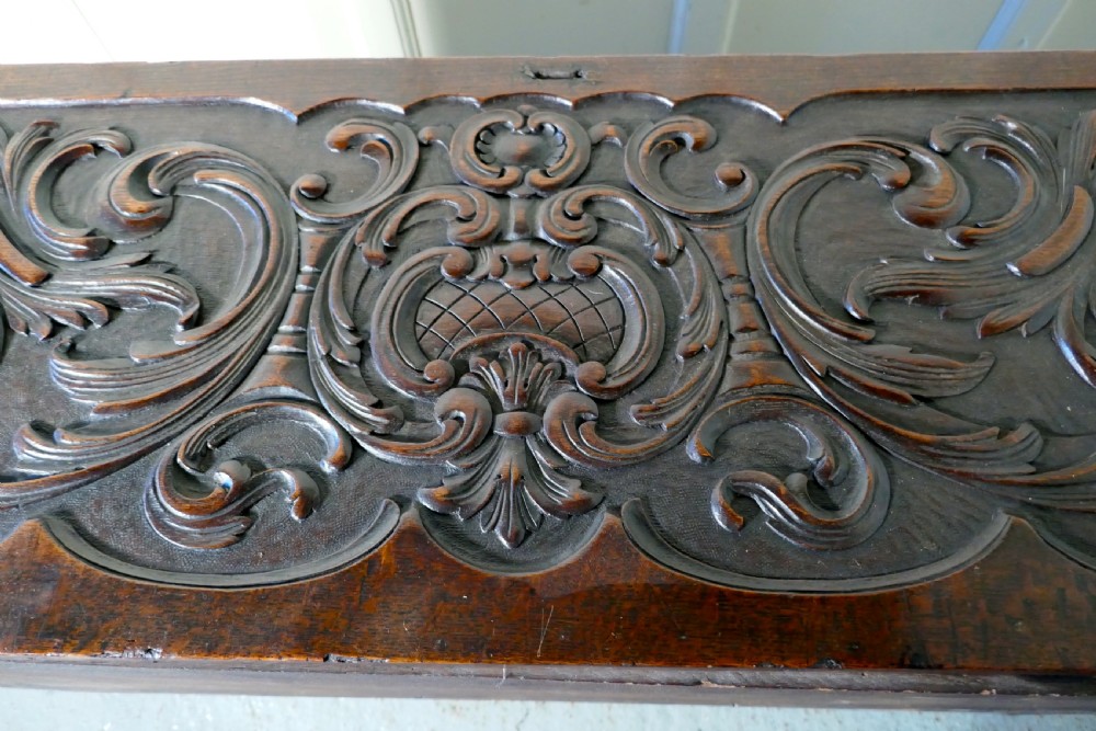 17th Century Carved Oak Sword Chest on Stand View VI