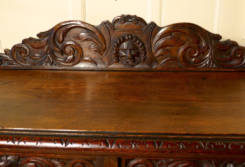 Superbly Carved Green Man Oak Hall Table View V