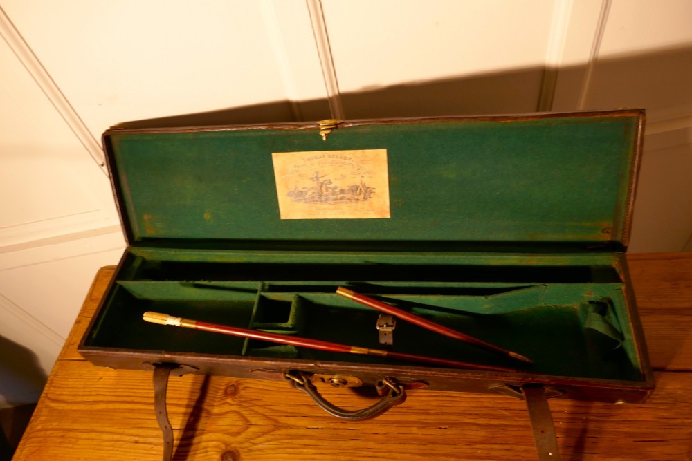 19th Century Thomas Osborn Leather Shot Gun Case, with cleaning Rods  