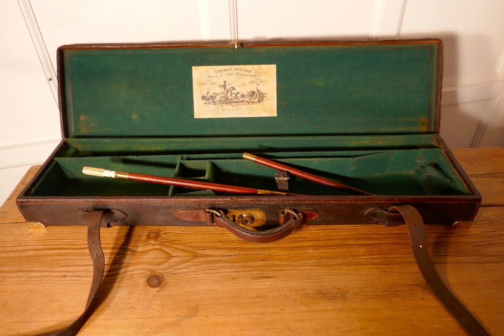 19th Century Thomas Osborn Leather Shot Gun Case, with cleaning Rods   View VII