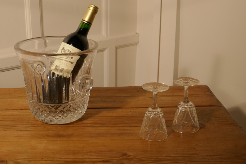 St Louis Crystal Tommy Ice Bucket, Hand Cut French Crystal Wine Cooler View V