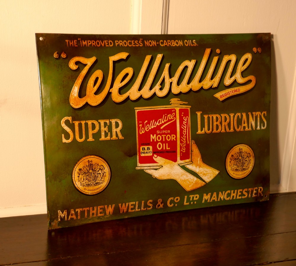 Wellsaline Motor Oil Enamel Advertising Sign 
