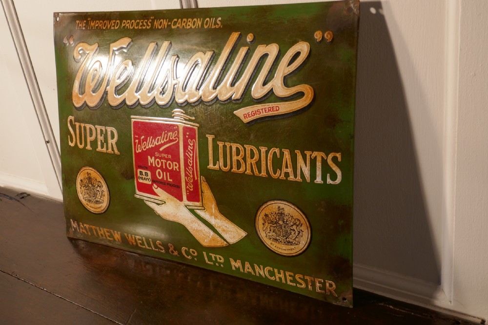 Wellsaline Motor Oil Enamel Advertising Sign  View II