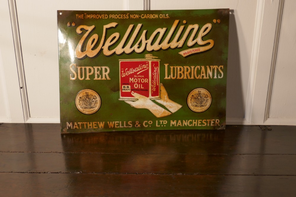 Wellsaline Motor Oil Enamel Advertising Sign  View III