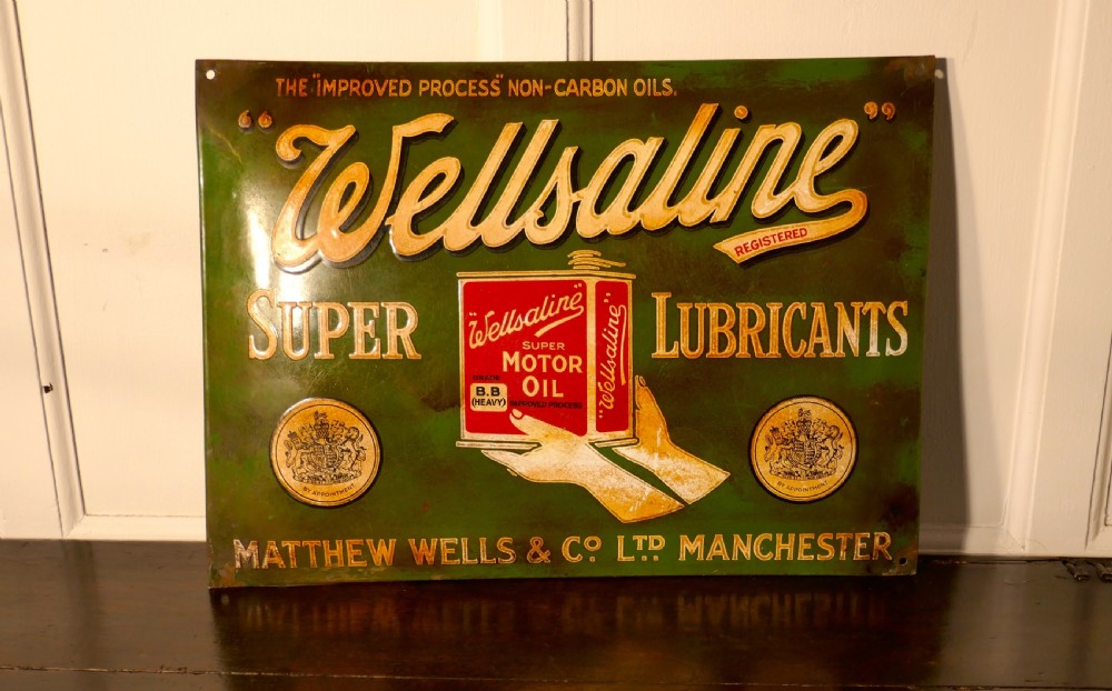 Wellsaline Motor Oil Enamel Advertising Sign  View V