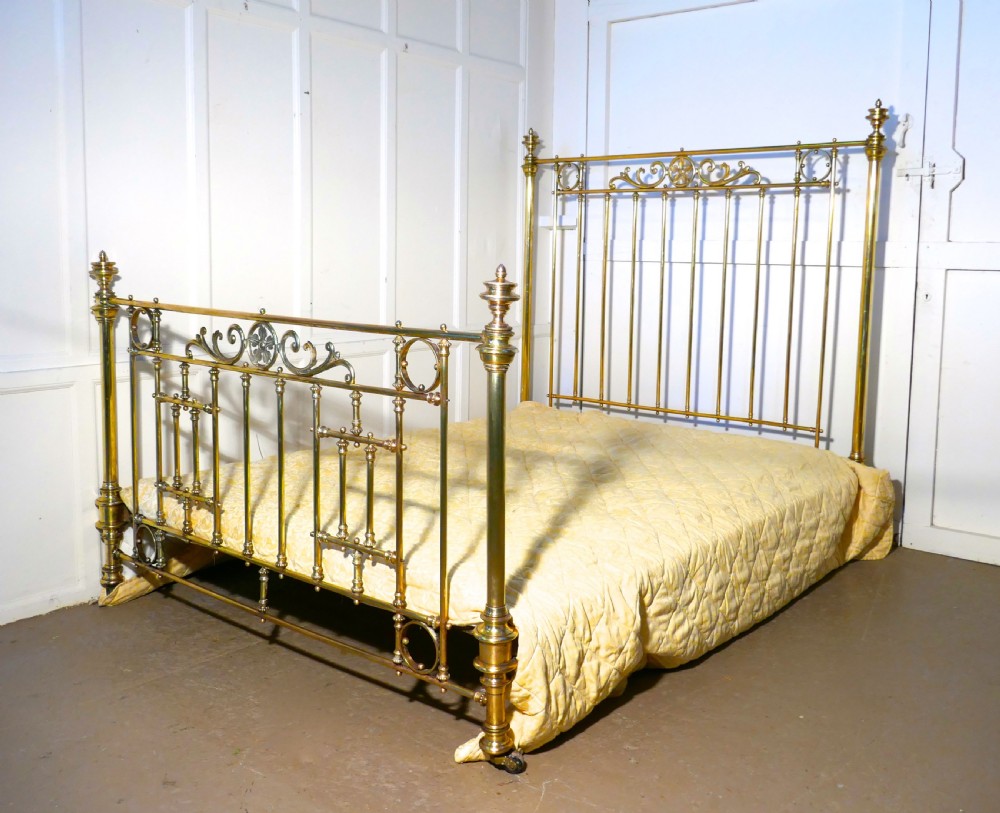 Spectacular French Art Nouveau Brass Kingsize Bed