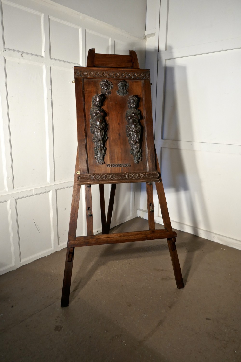 Large Rustic Pine Adjustable Artists’ Easel, or Blackboard Easel  View V