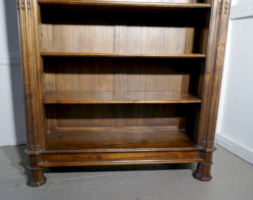 Arts and Crafts Pugin Inspired Tall Carved Gothic Open Book Case View VI