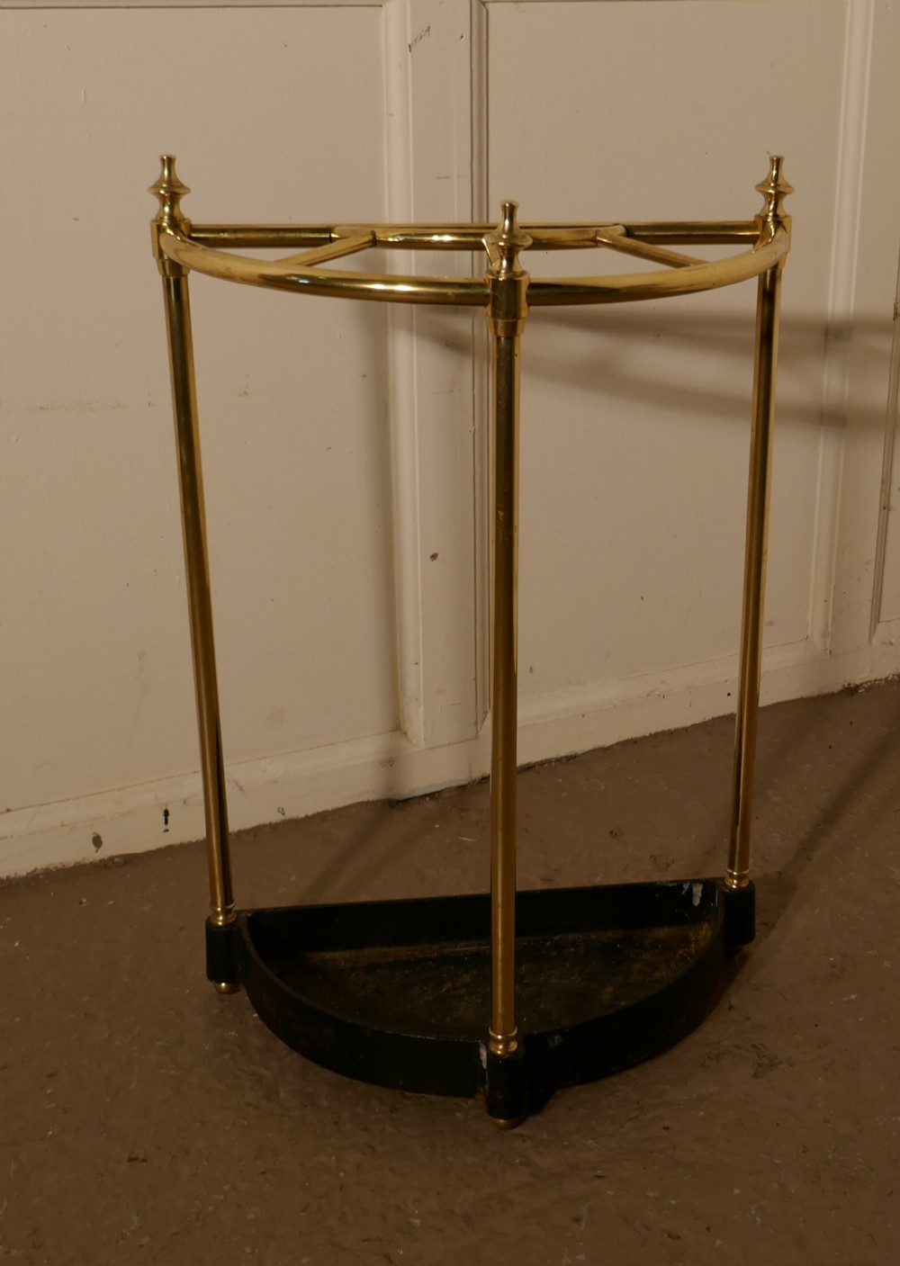 Victorian Half Round Steel & Iron Stick Stand or Umbrella Stand