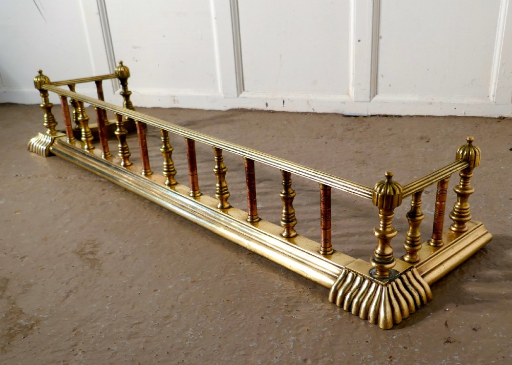 Large 19th Century Arts and Crafts Brass and Copper Fender  View III