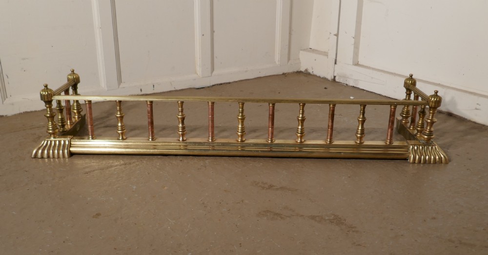 Large 19th Century Arts and Crafts Brass and Copper Fender  View IV