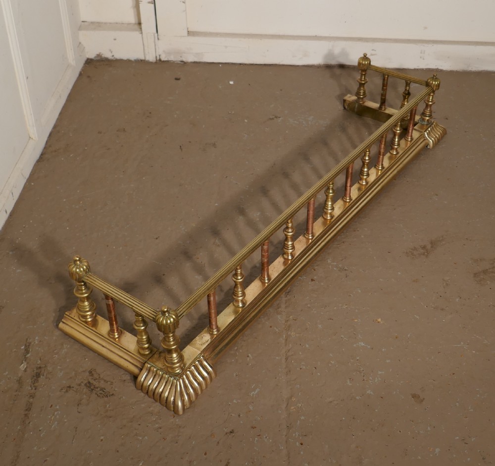 Large 19th Century Arts and Crafts Brass and Copper Fender  View V