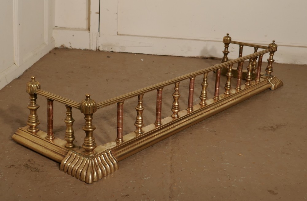 Large 19th Century Arts and Crafts Brass and Copper Fender  View VI