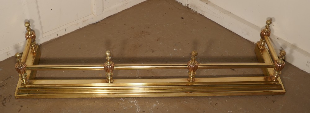 Large 19th Century Arts and Crafts Brass and Copper Fender  View II