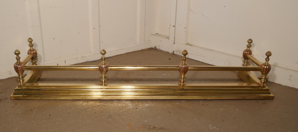 Large 19th Century Arts and Crafts Brass and Copper Fender  View III