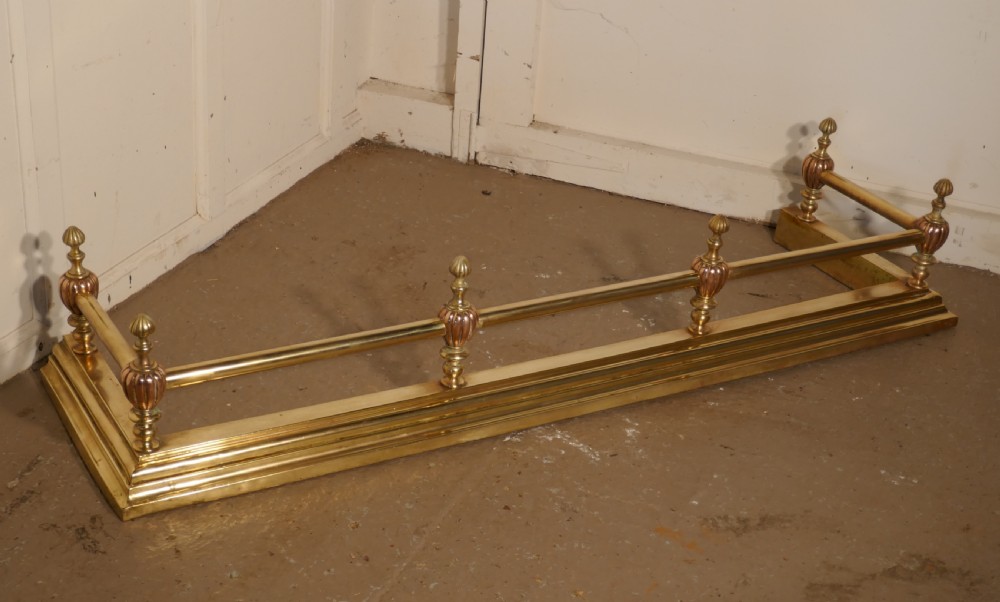 Large 19th Century Arts and Crafts Brass and Copper Fender  View V