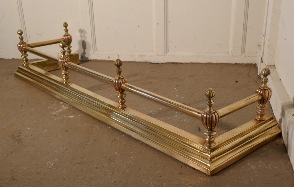 Large 19th Century Arts and Crafts Brass and Copper Fender  View VI