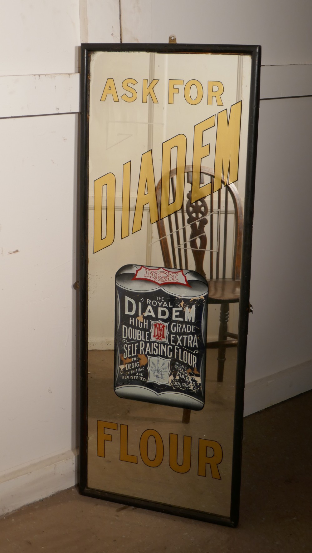 Tall Art Deco Advertising Mirror, Diadem Flour View III