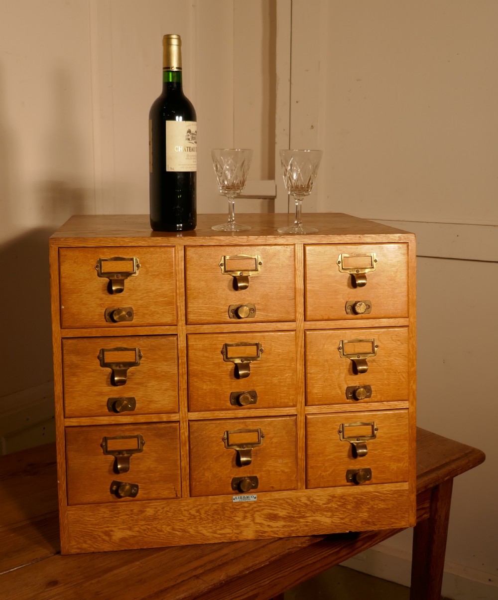 Art Deco Golden Oak Sloping Card Index Filing Cabinet by Libraco View III
