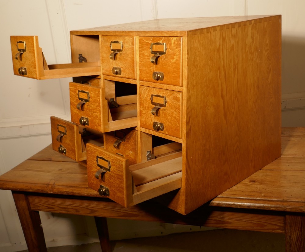 Art Deco Golden Oak Sloping Card Index Filing Cabinet by Libraco View VII