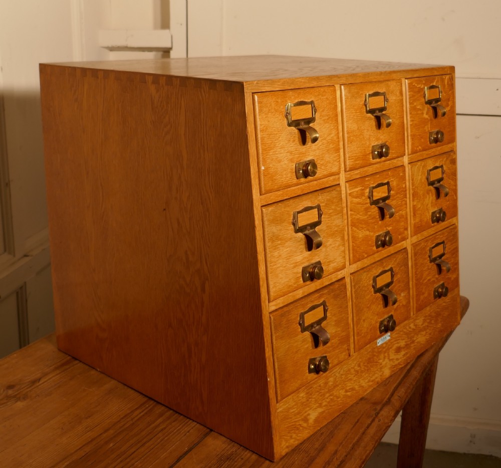 Art Deco Golden Oak Sloping Card Index Filing Cabinet by Libraco View X