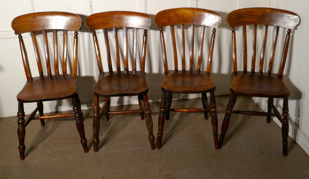 A Harlequin Set of 4 Beech & Elm Country Kitchen Dining Chairs