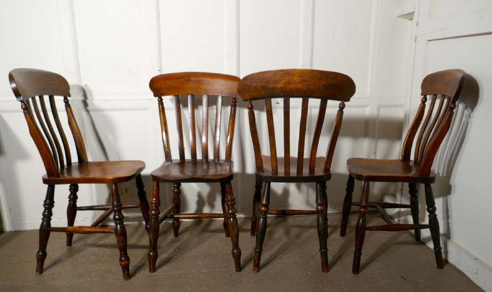 A Harlequin Set of 4 Beech & Elm Country Kitchen Dining Chairs View IV