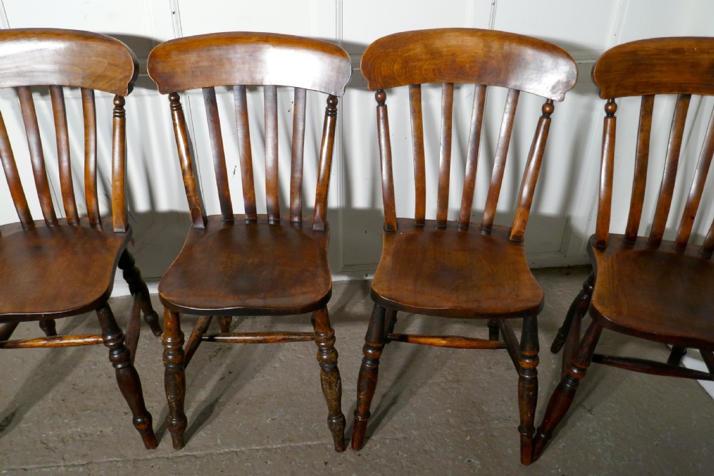 A Harlequin Set of 4 Beech & Elm Country Kitchen Dining Chairs View VI