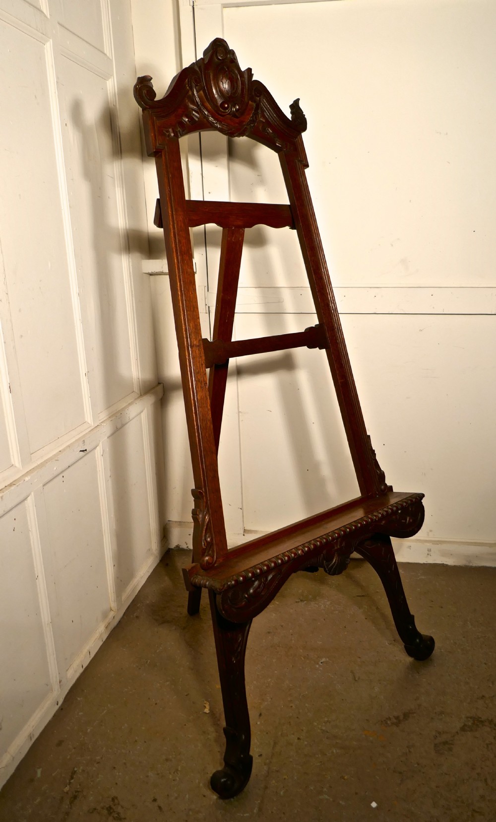 Superb Large 19th Century Carved Oak Easel View IV
