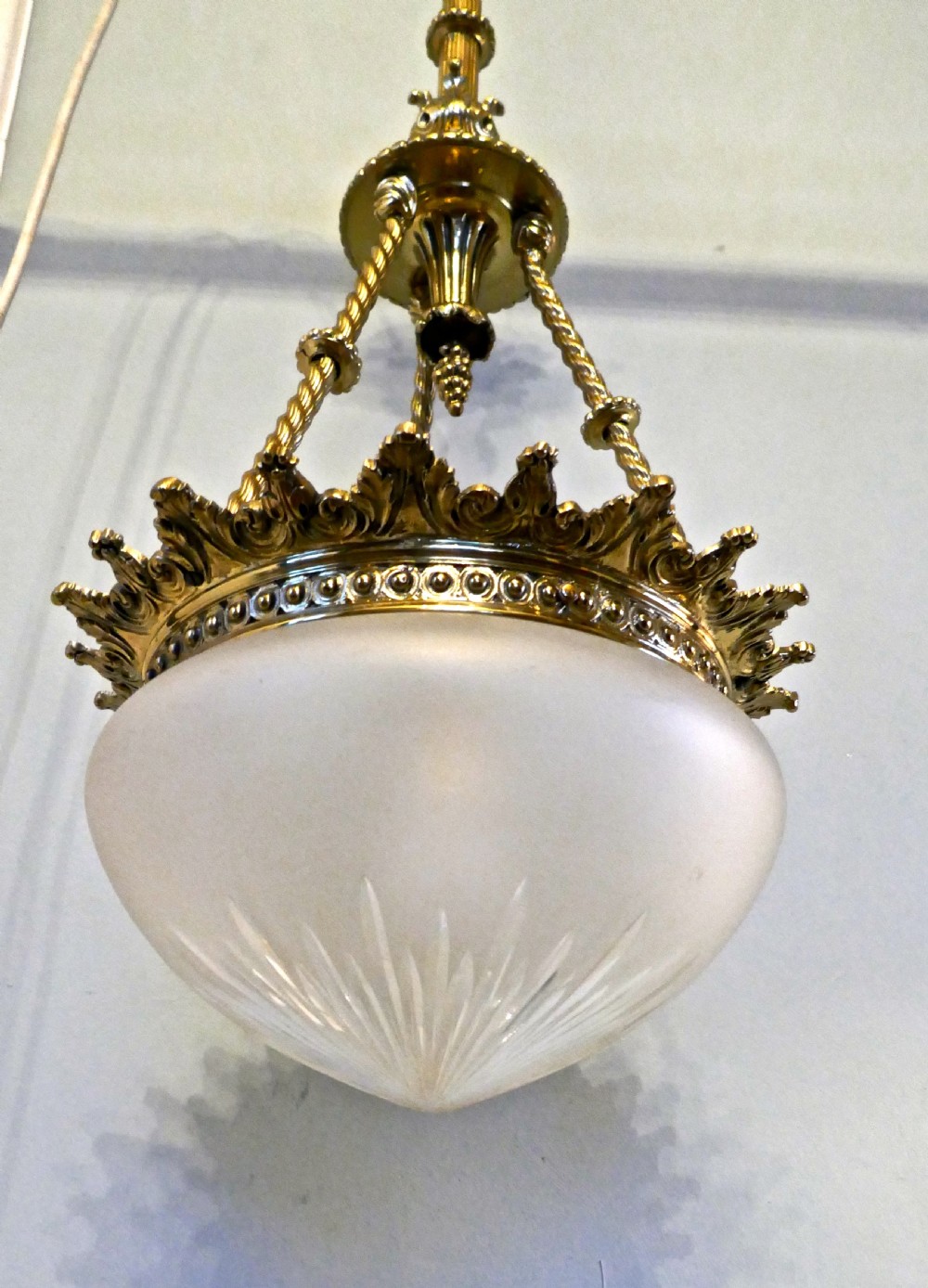 Beautiful Large Early 20th Century Empire Style Bowl Chandelier View VI