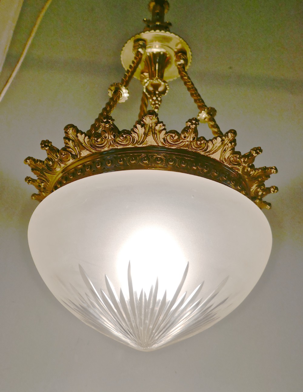 Beautiful Large Early 20th Century Empire Style Bowl Chandelier View VII