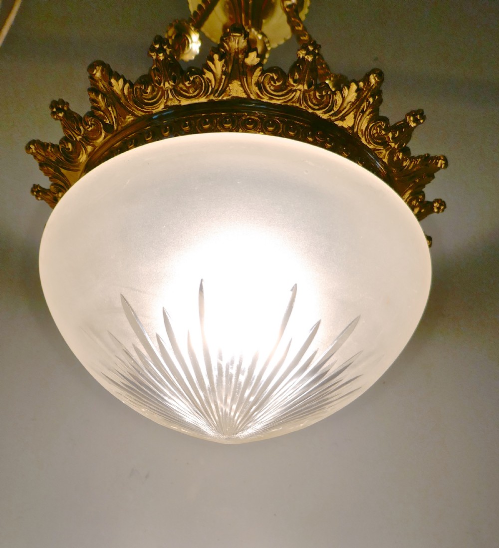 Beautiful Large Early 20th Century Empire Style Bowl Chandelier View X