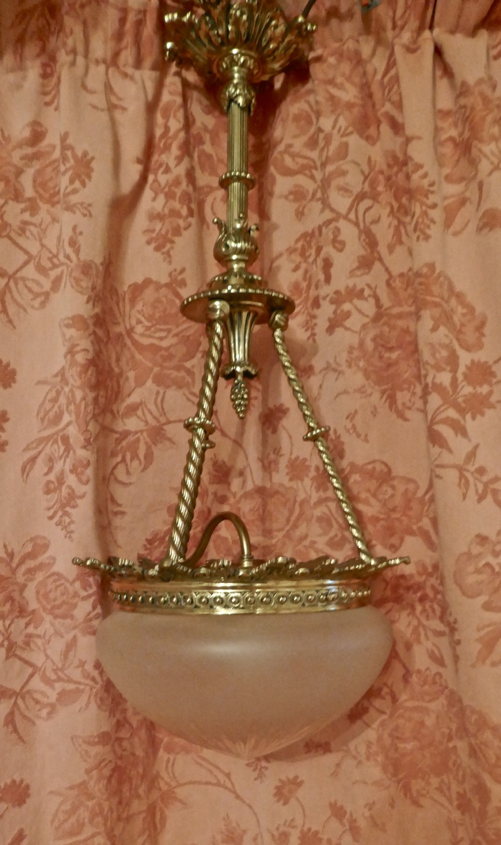 Beautiful Large Early 20th Century Empire Style Bowl Chandelier View XV