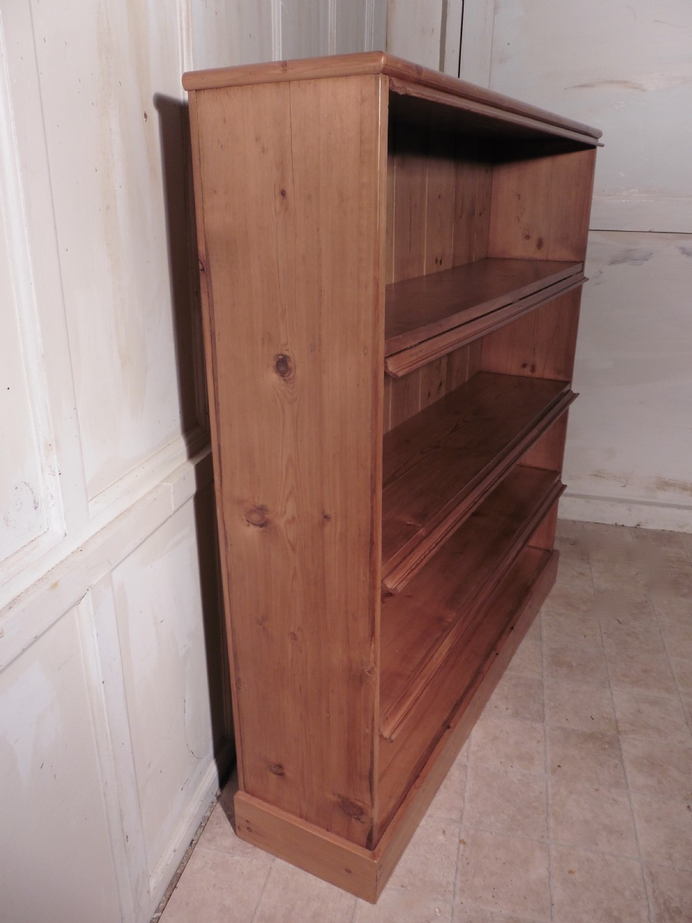 Victorian Stripped Pine Open Bookcase. View V