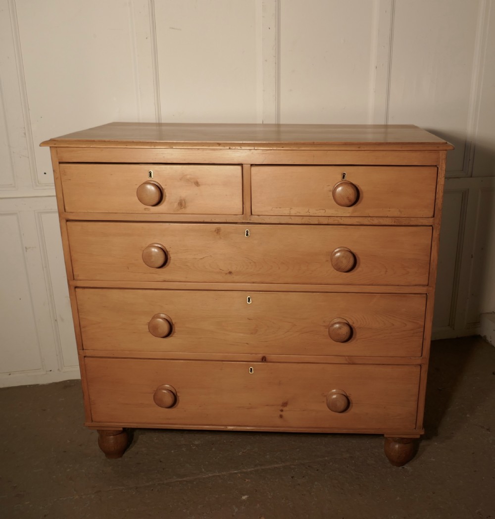 A Large Restored Victorian Pine Chest of Drawers