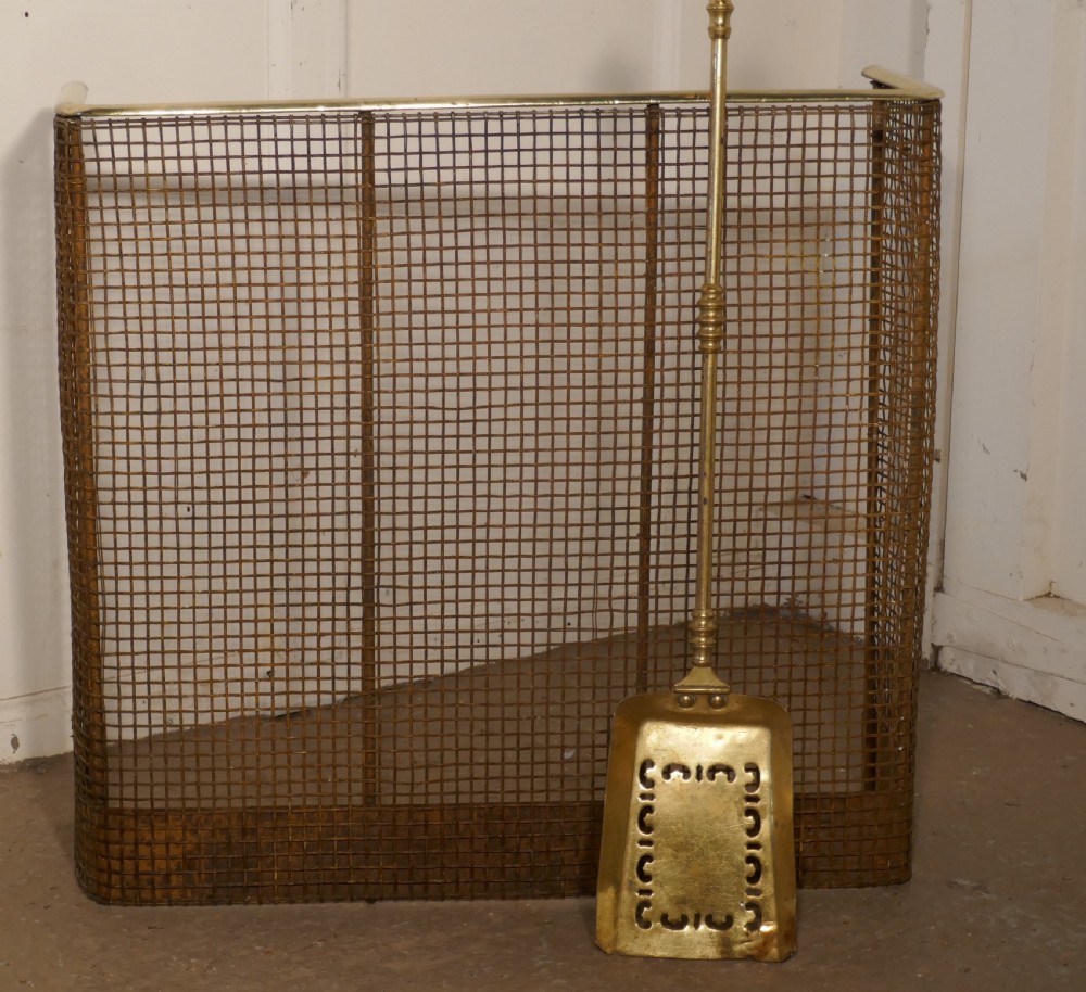 A Petite High Victorian Nursery Fire Guard, Brass Fender and Shovel View III