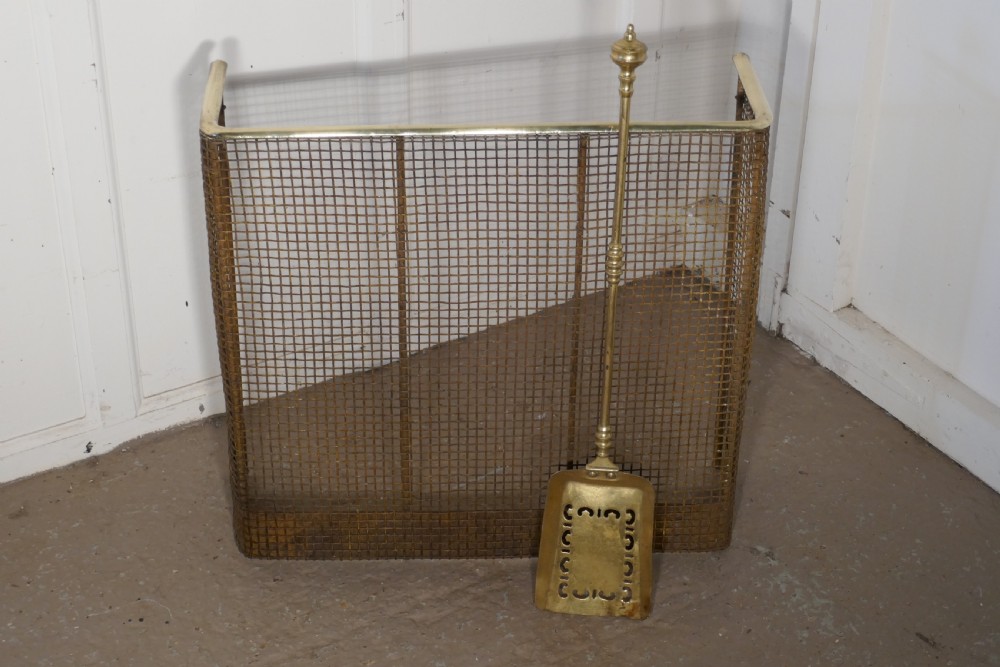 A Petite High Victorian Nursery Fire Guard, Brass Fender and Shovel View IV