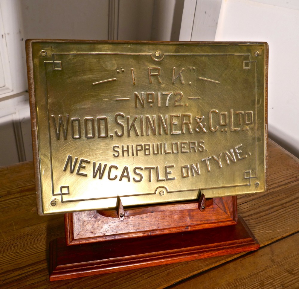 19th Century Brass Boat Builders Ships Name Plaque “IRK” View II