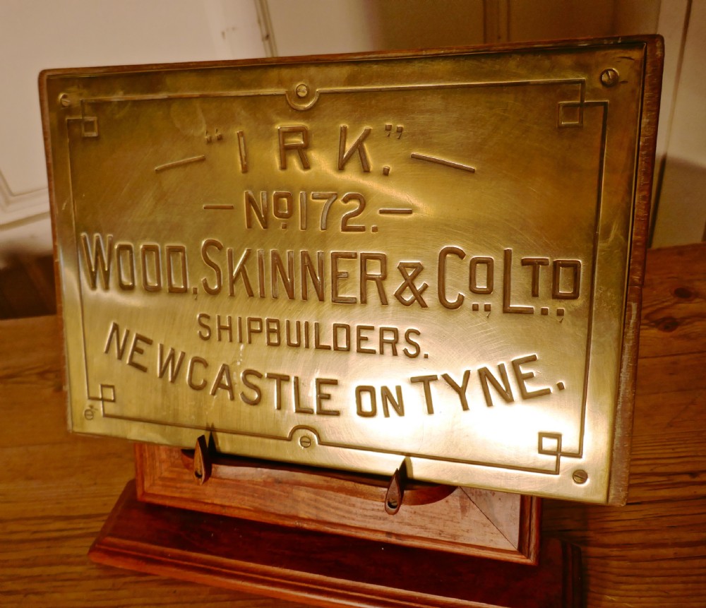 19th Century Brass Boat Builders Ships Name Plaque “IRK” View III