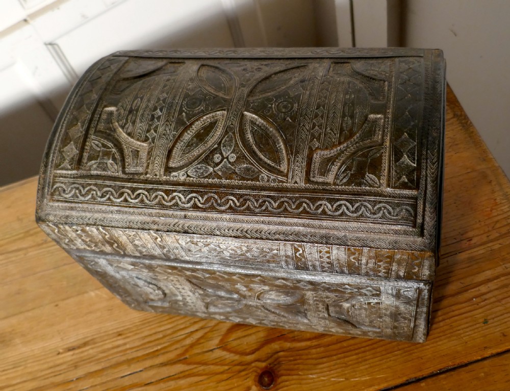 Dome Top Tooled Moroccan Leather Treasure Chest  View VIII
