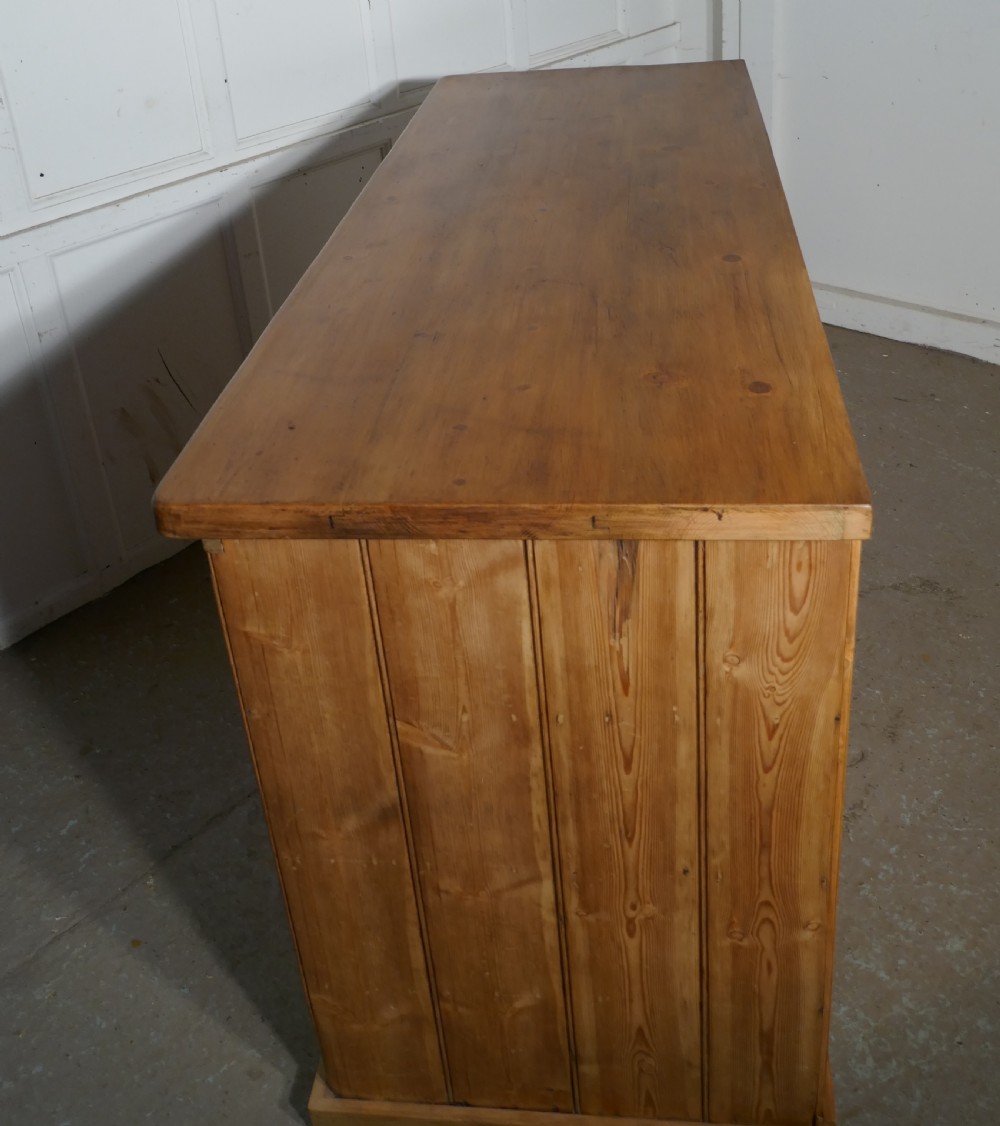 Large Victorian Pine 12 Drawer Haberdashery Island Counter View V