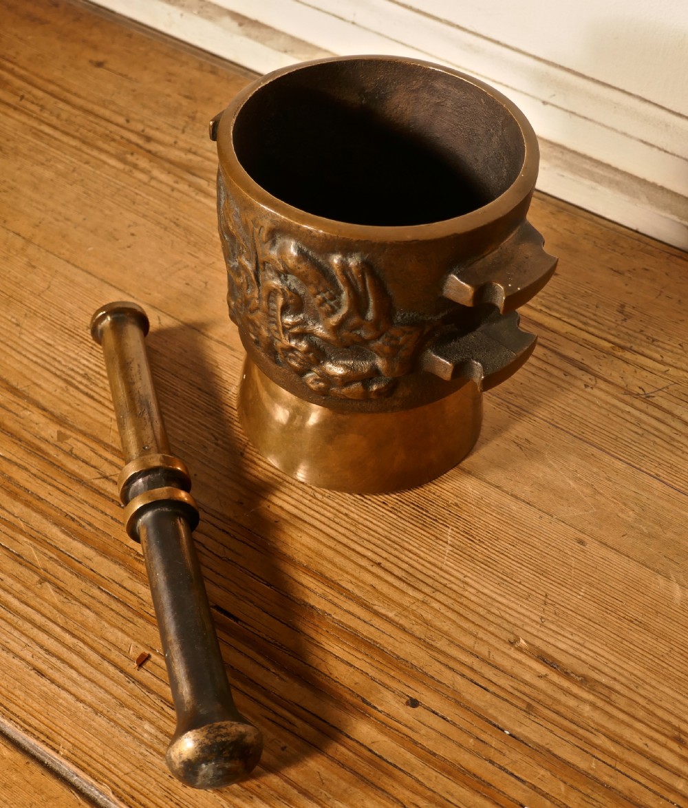 Oriental Bronze Pestle and Mortar 