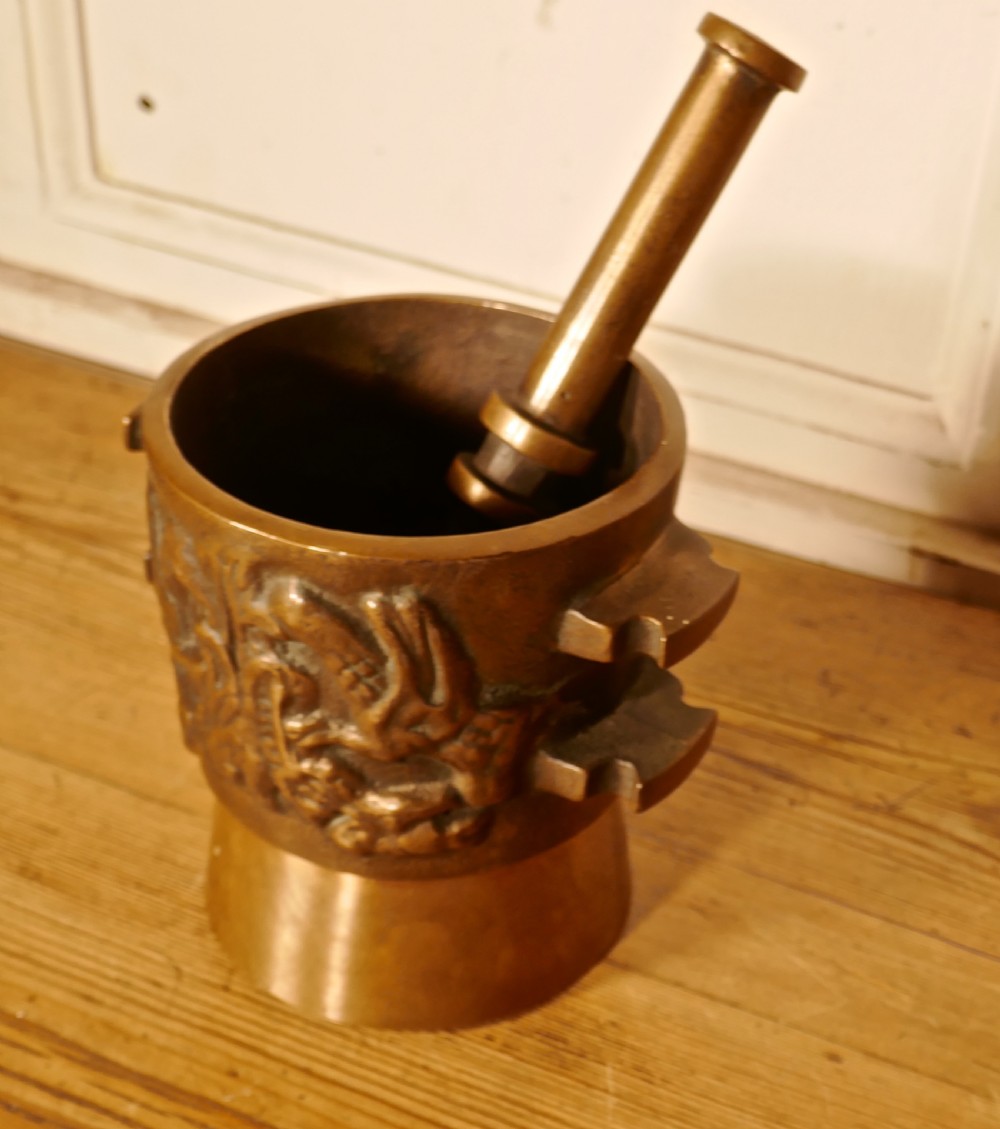 Oriental Bronze Pestle and Mortar  View II