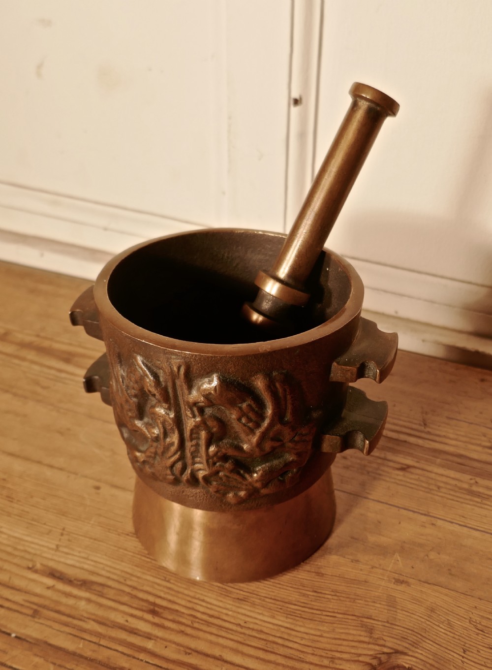 Oriental Bronze Pestle and Mortar  View X
