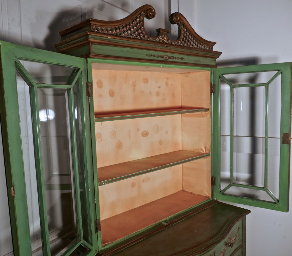 Edwardian Hand Painted Cabinet on Chest of Drawers View II