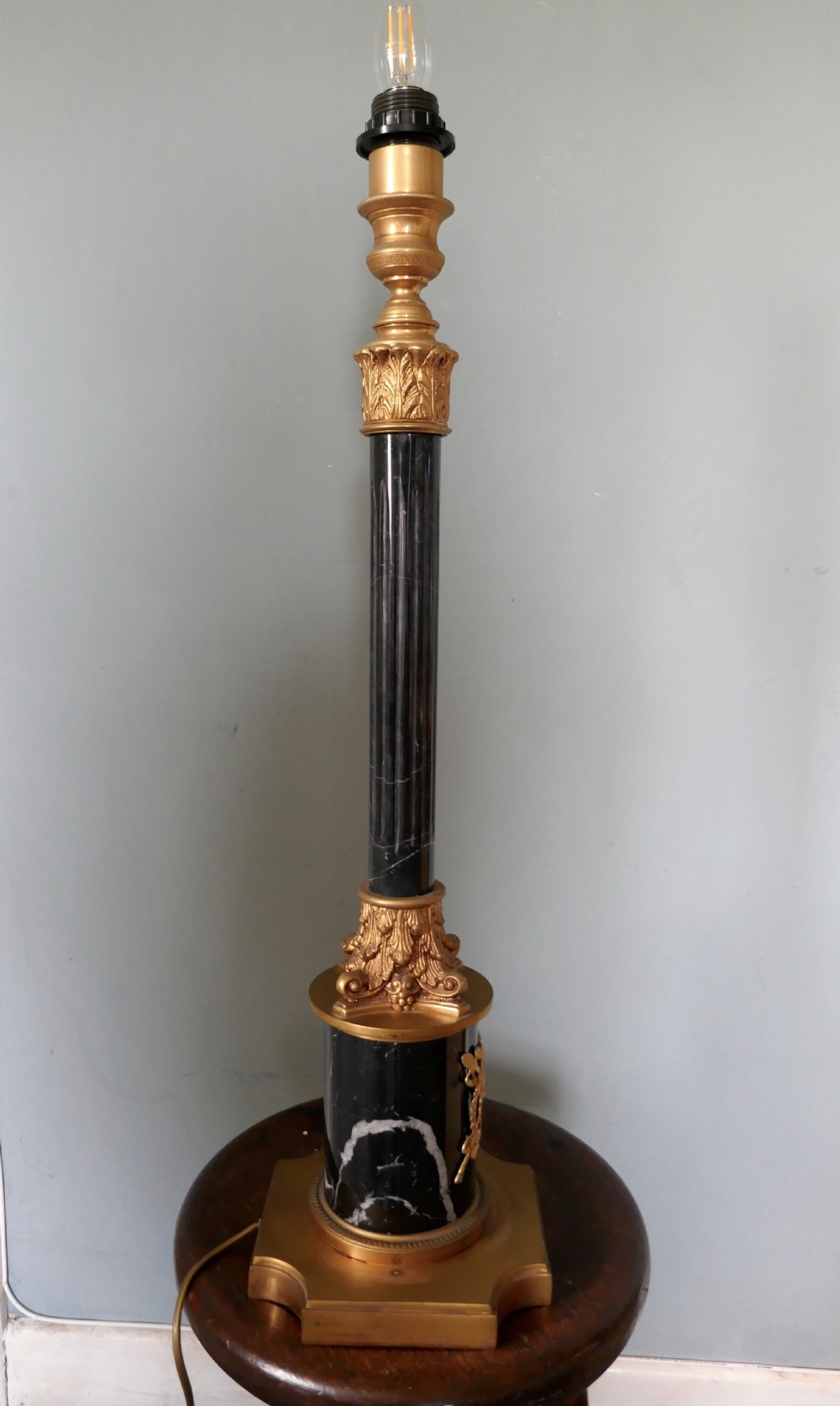 Very Tall Marble Corinthian Column Table Lamp View III