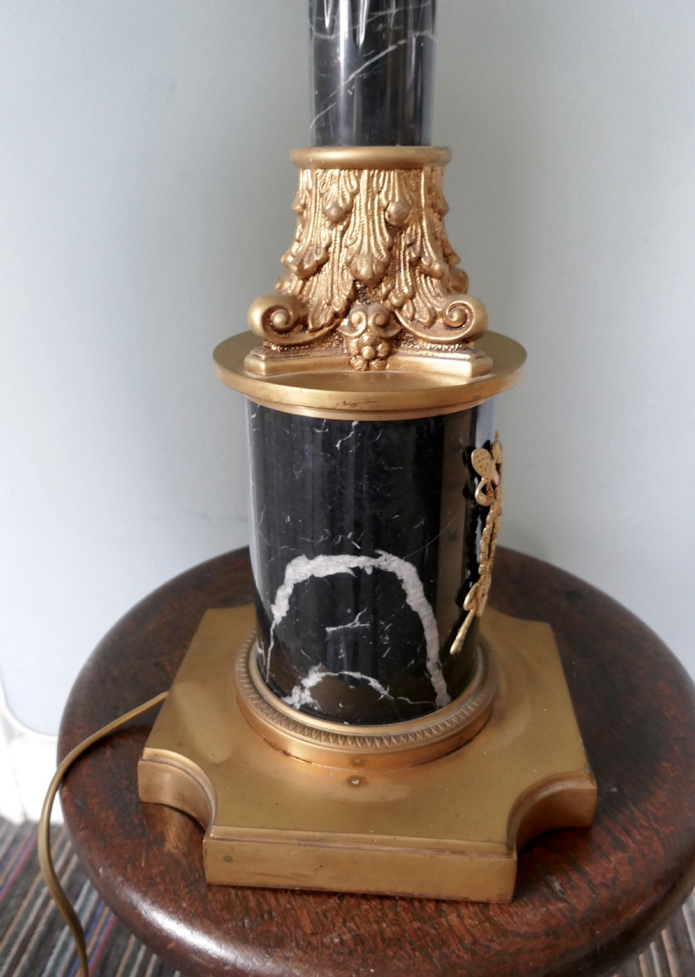Very Tall Marble Corinthian Column Table Lamp View V
