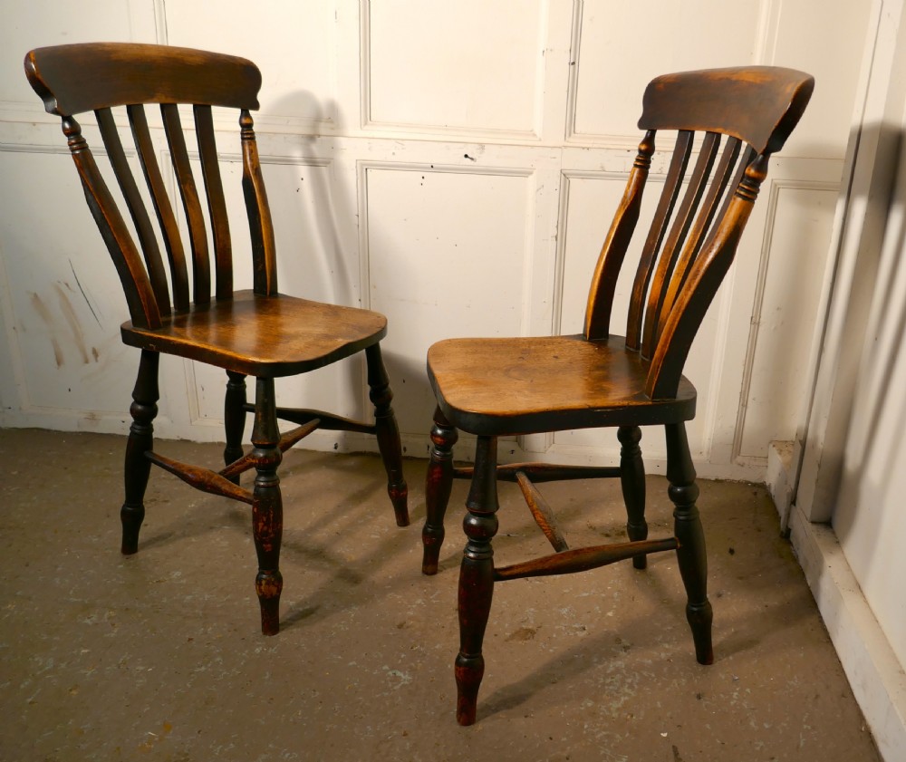 A pair of Victorian Beech & Elm Splat Back Chairs View II